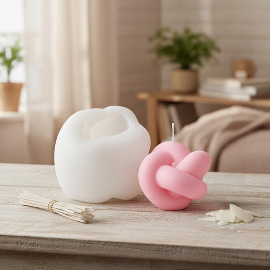 MOMISY 3D Wool Ball Silicone Candle Mould, Magic Twisted Rope Design, DIY Soap, Resin, Wax Crafts (WhiteA)