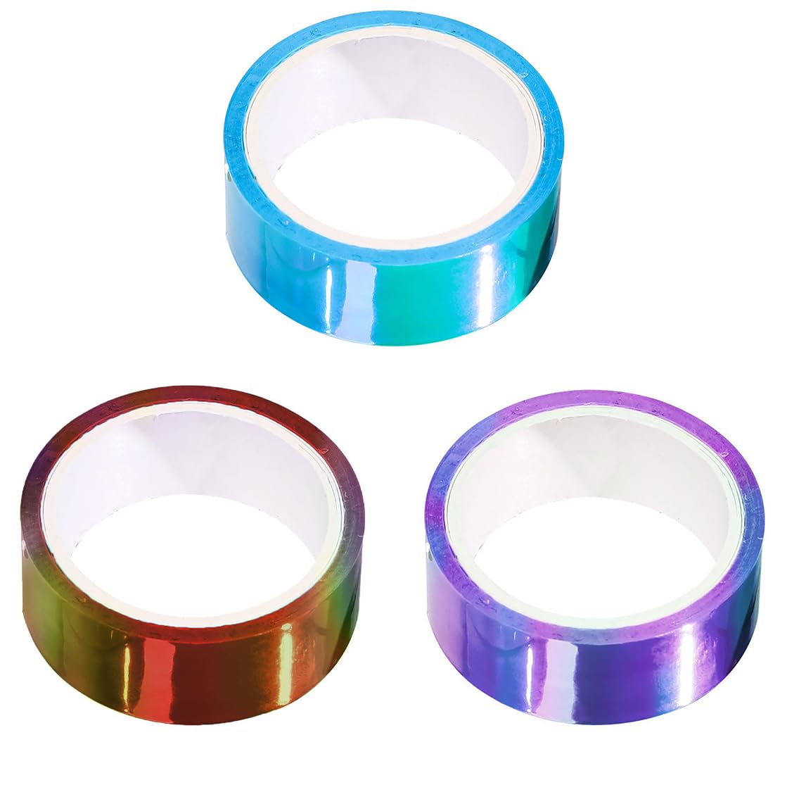 SYGA Pack of 3 Rainbow Laser Tape Stationery Hand Account Color Decoration Waterproof Tape Student Diy Hand(RED-PURPLE-BLUE)