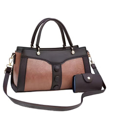 SYGA Women's Handbag and Wallet Set Stylish Shoulder Bag with Contrast Color Stitching, Zipper Buckle Closure Daily Use Fashion Purse