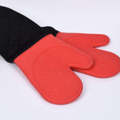 SYGA Red and Black Biconnected Circle Short High Temperature Silicone Gloves Waterproof Ironing Insulated Oven Silicone Glove