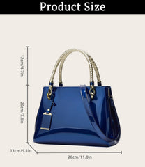 SYGA Women's Glossy Patent Leather Handbag Large Capacity Bag Suitable Gift for a festival,occasion,Birthday(ROYAL BLUE)