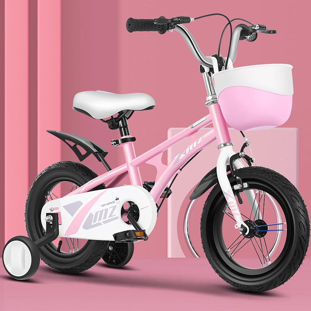 SYGA Bicycles for Kids 3-6 Years Old 14-inch Children's Basket Bicycle (14 INCH, Pink)