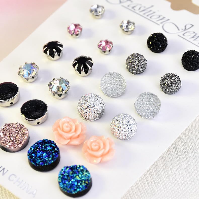 SYGA 12 Pairs Women's & Girls Earing Sets, Gift For Girls styles like studs, hoops, and dangly earrings set