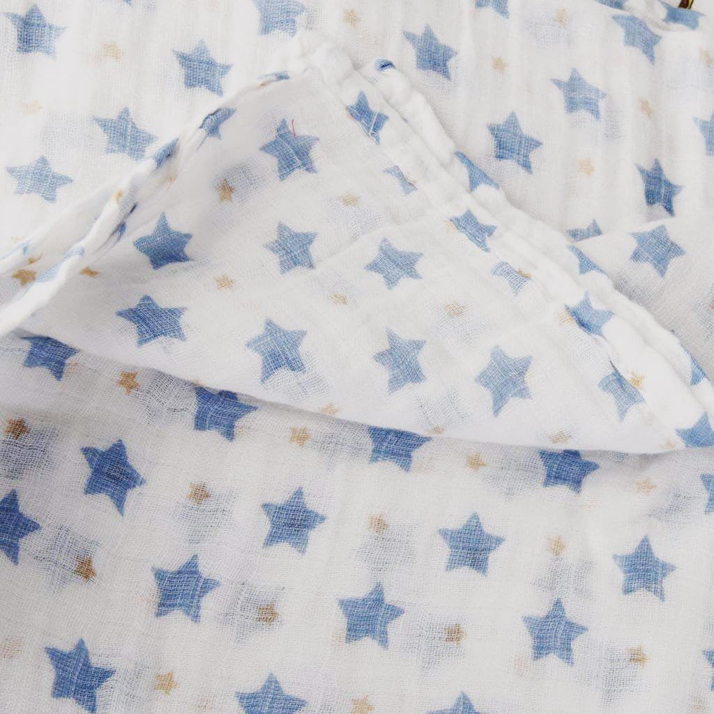 SYGA 1 Piece Organic Cotton Baby Muslin Swaddle_Blue Star
