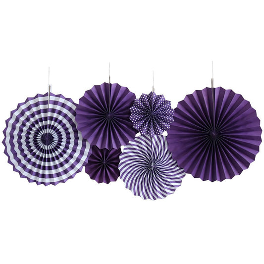 SYGA 6 Pieces of Paper Flower Fan Decoration Background Wall DIY Paper Fan Flower Ball Set(Purple)