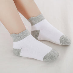 MOMISY Baby Girl Boys Non Slip Socks Kids Toddlers Infant Cotton Stretch Anti-Slip-6 Pairs (Dotted-2Color, 3 to 5 years)