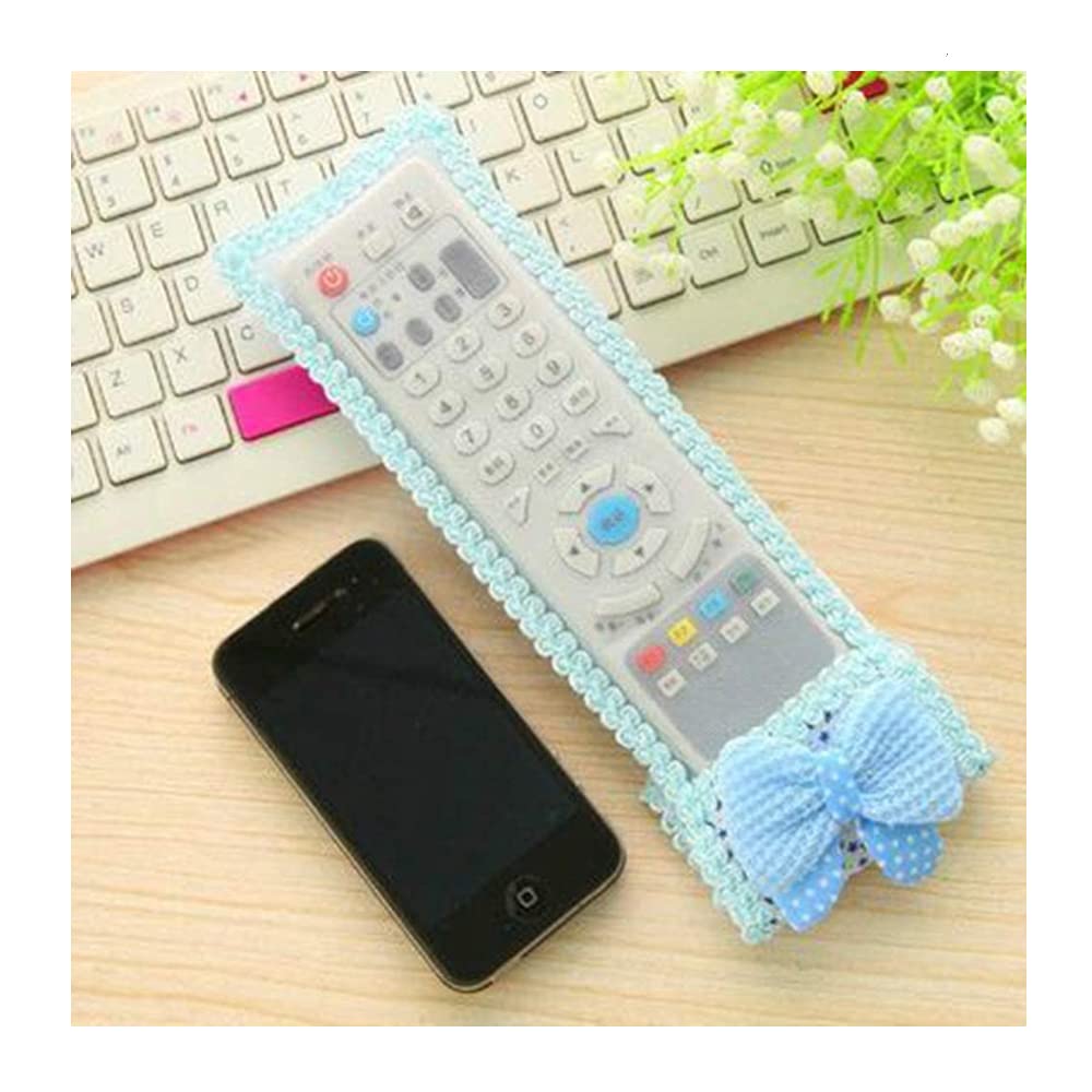 SYGA Fancy Cartoon Bow Fabric Lace Remote Cover TV AC Set Top Box Remote Control Case Bowknot Gadgets Appliances- Blue, 1 Pcs