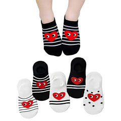 MOMISY 5 Pairs Baby Kids Girl Boys Tube Socks Toddlers Comfortable Ankel Length gifts (IN, Age, 6 Years, 8 Years, StripedHeart)