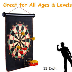 syga 12 Magnetic Dartboard Sets 6 Reversible Darts Rolling Two Sided Bullseye Game Magnetic Safety Dart Board Kids Family Leisure Sports- Multi Color