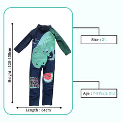SYGA Children's Swimsuit Long Sleeve Watermelon Dragon-XL Size Perfect for Kids Age 7-9 Years Old (Blue)