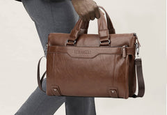 SYGA Mens Messenger Bag Waterproof Leather Computer Laptop Bag Vintage Briefcase Business Satchel Shoulder Bag Luxury Look Gift for Men and Women - Black