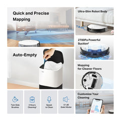 Tapo TP-Link RV20 Mop Plus MagSlim LiDAR + Gyroscope Navigation Robot Vacuum & Mop+ Smart Auto-Empty Dock, 4-Level 2700Pa Suction, Google Assistant & Alexa Compatible | Spotless Cleaning 4-in-1