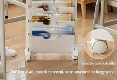 SYGA Removable Multifunctional Book Storage Rack Shelf Living Room Layered Plastic Magrack 3drawers with Wheels (OffWhite)