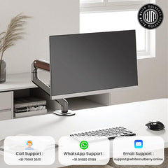 White Mulberry |DIY| Woodcraft - Premium Wooden Arm | Desk Mounted Monitor arm 15-32 Inch Monitor|9Kg Screen Capacity|Spring Assisted Premium Wooden Metal Desk Mount-(Single Screen)