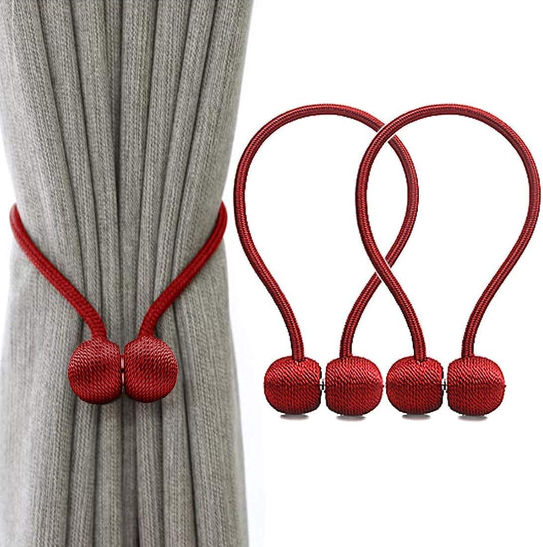 Syga 2Pcs Curtain Tiebacks 46cm Curtain Clip Rope Holdbacks Classy Decorative Pearl Holder Buckles for Home Hotel Window Draperies Rope Ties Office Living Bedroom Decoration- Pack of 2, Beige