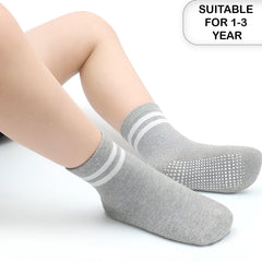 MOMISY Baby Girl Boys children Non Slip Socks Toddlers Infant Warm Cotton Stretch Anti skid Socks-6 Pairs (IN, Age, 12 Months, 3 Years, AS-2Stripe-Boys)