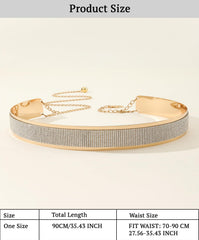SYGA Women's Diamond Waist Chain Simple Patch Belt For Saree & Dress Decorative Girdle Metal belt(Gold)