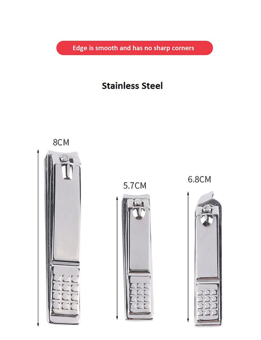 SYGA Nail Pack of 3 Clipper Set - Premium Silver Stainless Steel Deluxe Fingernail and Toenail Clipper Cutter