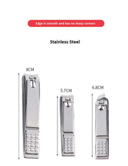 SYGA Nail Pack of 3 Clipper Set - Premium Silver Stainless Steel Deluxe Fingernail and Toenail Clipper Cutter