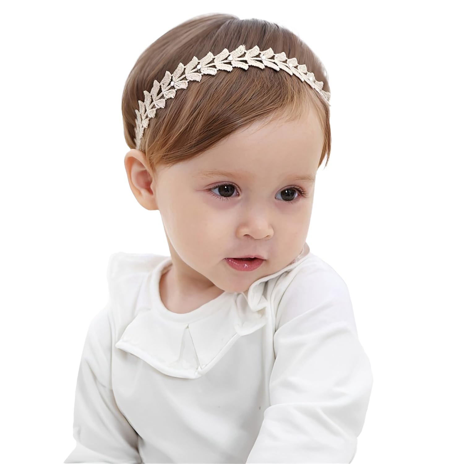 SYGA Baby Girl's Leaf Design Headband Soft & Stretchable Fabric Hairband for Infants, Toddlers, Little Princesses (0-3 Years Gold)