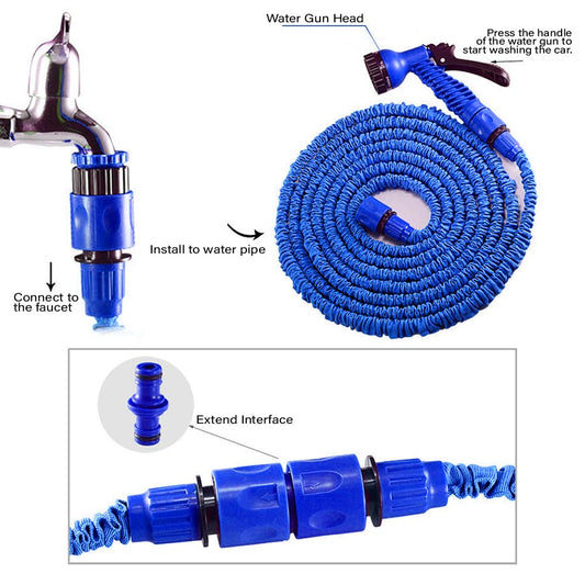 SYGA Foreign Trade Telescopic Water Pipe Household Car Wash High-Pressure Water Garden Water Spray Set High-Pressure Water Pipe Hose Car Wash Water Gun(60m Blue)