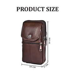 MOMISY Leather Crossbody Sling Bag, Mobile Cell Phone and Passport Holder, Travel Waist Pouch Holster for Men and Women (Dark Brown)