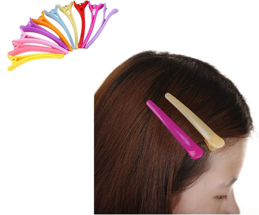 MOMISY 12 Pieces Duckbill Clips, Hair Clips for Styling, Alligator Hair Clips, Colorful Plastic Duckbill Alligator Hair Barrettes Pins for Women and Girls-Assorted colours