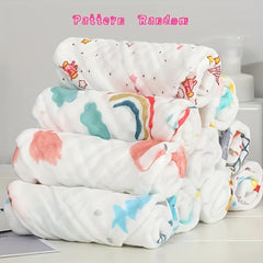 SYGA PACK OF 5 Baby Napkin Six-Layer Gauze 30 * 30 Printed Design Square Scarf Five Baby Small Square Scarf