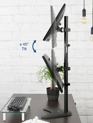 JIN OFFICE Vertical Dual Monitor Stand With 13-32" Support | 3 Years Warranty | 8 kg Weight Capacity Per Monitor | Height Adjustable Arm (Freestanding)