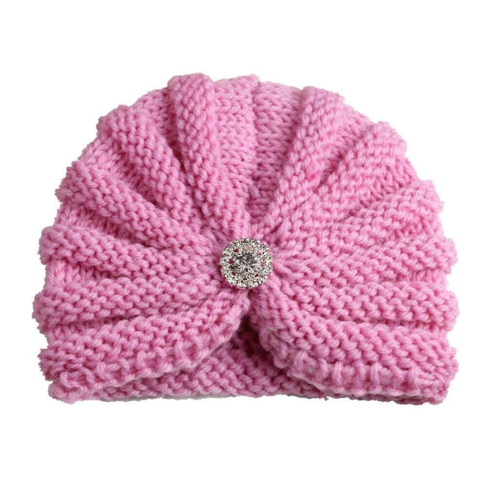 SYGA Baby Turban Winter Cap Handmade Woolen Warm Knit Infant Toddler Unisex Baby Hat 0-3 Years (Black)