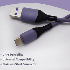 SYGA USB Type-C Cable, 5A - 3.3 Feet (1 Meter) - Lavender