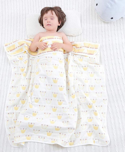 SYGA 110 cm Baby Swaddle Reversible Blanket 6 Layer Muslin 100% Cotton Stroller Cover Receiving Blankets_CrownPink