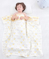 SYGA 110 cm Baby Swaddle Reversible Blanket 6 Layer Muslin 100% Cotton Stroller Cover Receiving Blankets_CrownPink