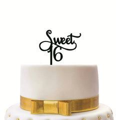 DecuT Black Sweet 16 Cake Topper for Birthday