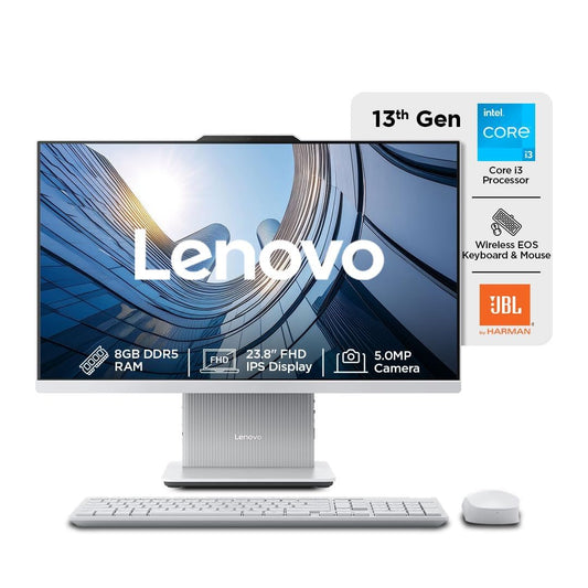 Lenovo IdeaCentre AIO 13th Gen Core™ i3-1315U 24" FHD IPS (8GB RAM/512GB SSD/Windows11/Office 24/3Wx2 Harman Speakers/Wireless EOS Keyboard & Mouse, Cloud Grey), F0HN00PGIN All-in-One Desktop