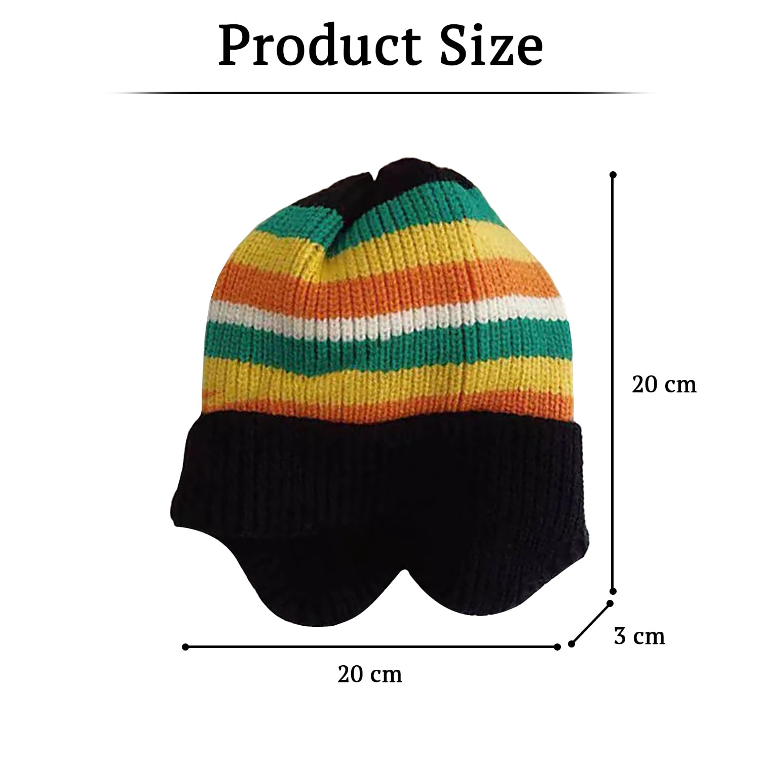 SYGA Baby Winter Cap 1-5 Years Wool Multi-Stripe Warm Knitted Hat with Ear Protection Rainbow hat [Black]