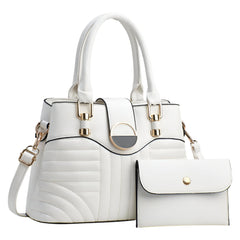 SYGA Pack of 2 Women's Handbag and Clutch  Elegant Shoulder Bag with Matching Wallet | Tote with Stylish Buckle & Stitch Design