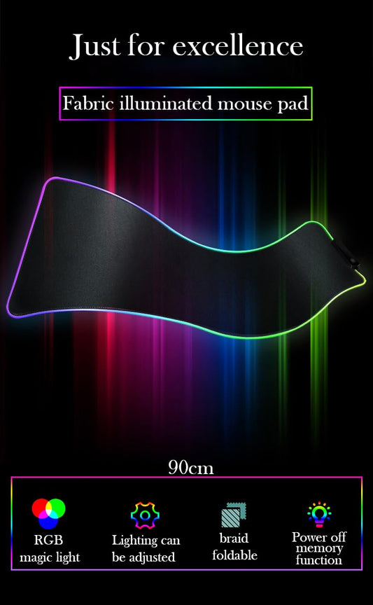 SYGA Black RGB Gaming Desk Pad Non Slip Rubber Base Soft & Smooth Microfiber(90CM*40CM)