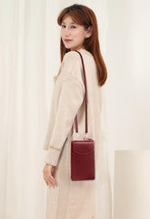 SYGA Women Phone Bag Ladies Wallet PU Leather Cell Phone Purse Mini Shoulder Bag with Strap Card Slots (Black, Forever Lovely)