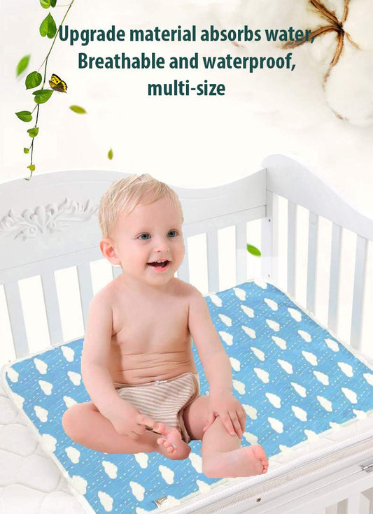 SYGA Baby 1 Piece Large Waterproof Bed Protector Dry Sheet,Washable Reusable Bed Protector_Blue Cloud
