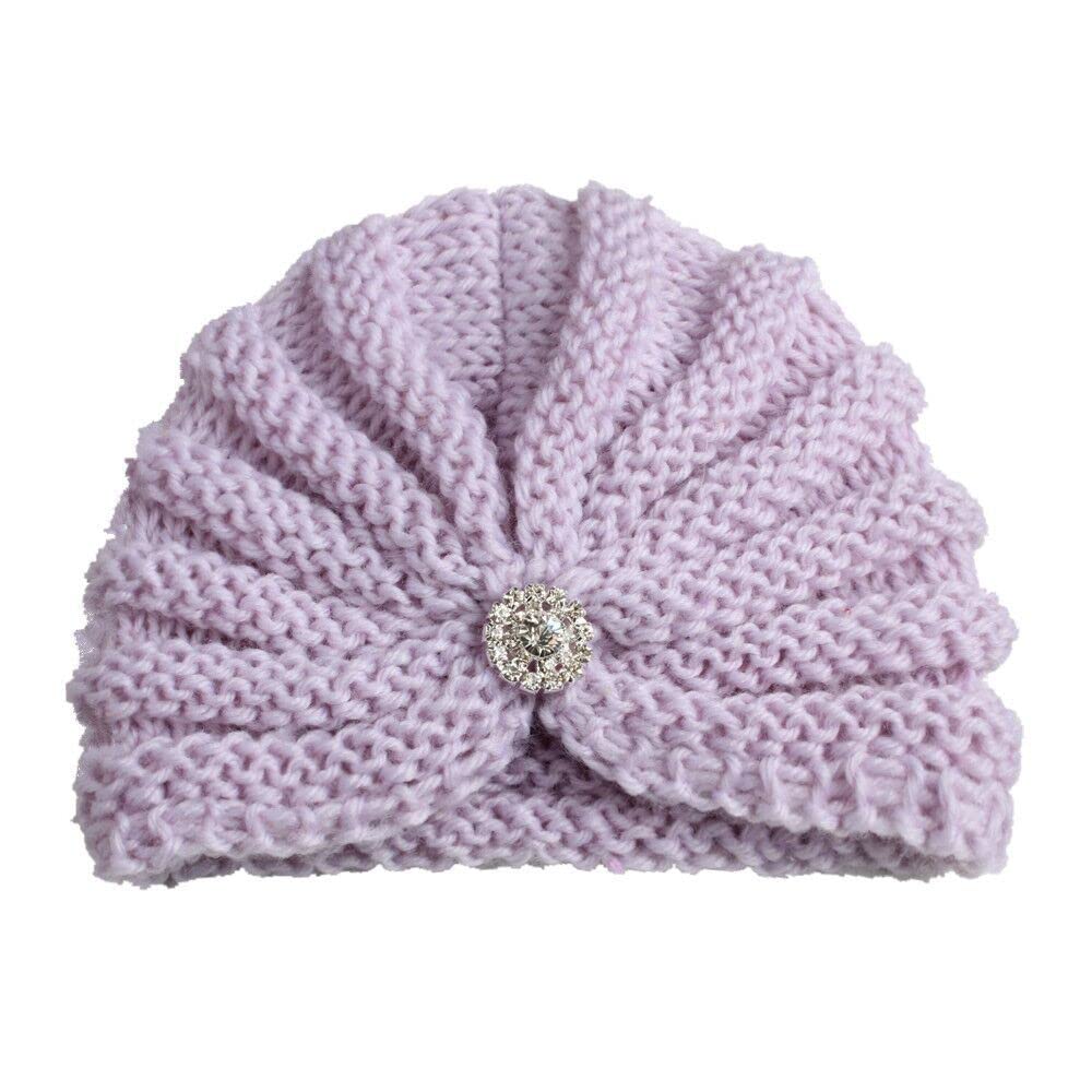 SYGA Baby Turban Winter Cap Handmade Woolen Warm Knit Infant Toddler Unisex Baby Hat 0-3 Years (Black)