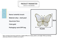 SYGA Mother-Of-Pearl Butterfly Brooches, Fashionable Clothing Accessories Pins for Women