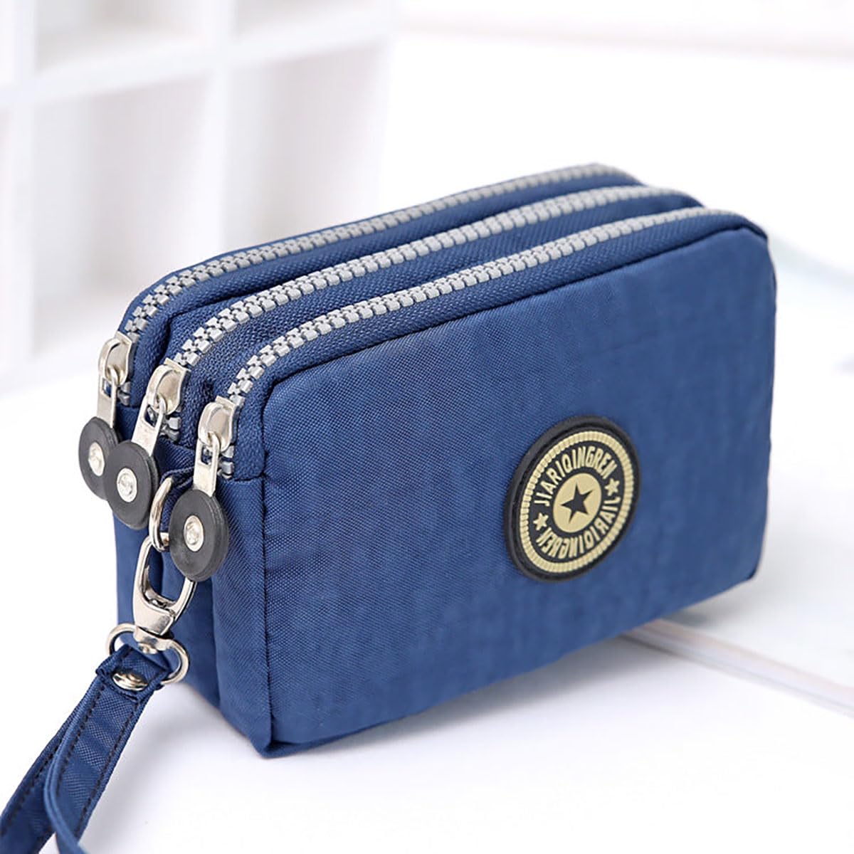 SYGA Women's Three-Zip Coin Purse Cosmetic Bag Mobile Phone Bag Hand Portable Bag Medium Bag Small Square Bag