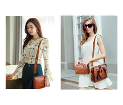 SYGA Pack Of 4 Women Handbag Set,Pu Leather Handbag With Crossbody Bag, Clutch Bag And Credit Card Holder Tote Bag (Black)