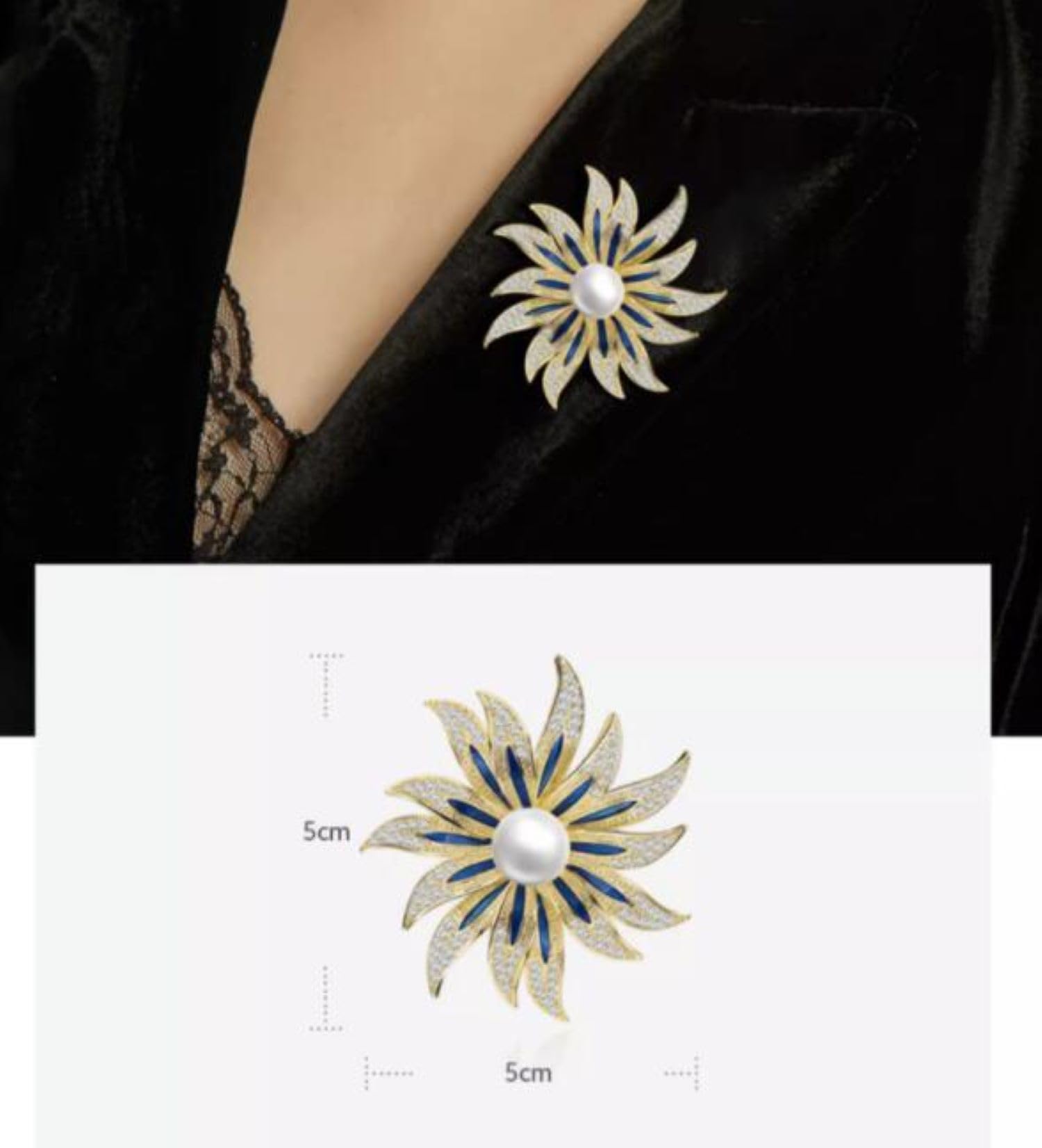 SYGA Brooch Pin Fashion Crystal Rhinestone Jewellery Pin Vintage Clothing Accessories Decoration Pearl Sunflower Brooches For Women- S235