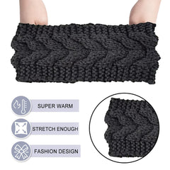 Momisy Knitted Winter Twist Woolen Warm Headband Cold Weather Hair Accessories Head Wrap Winter Designer Headbands for Women & Men- Black