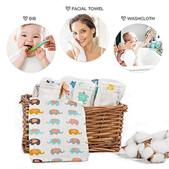 MOMISY 6 Layers Dry Muslin Wash Cloth Organic Cotton Face Towel Handkerchief for Baby New Born/Infants/Toddlers -Printed, Pack of 10, Multicolor