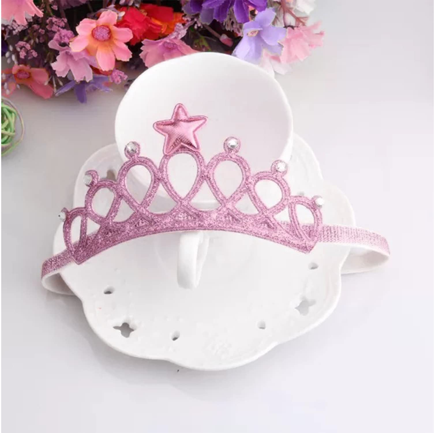 SYGA 1 Piece Children's Crown Star Hair Headband Baby Girls Photo Hair Accessories Baby Stretch Jewelry Hair Band (Black Diamond)