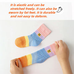 MOMISY 5 Pairs Baby Kids Girl Boys Tube Socks Toddlers Comfortable Ankel Length gifts (IN, Age, 3 Years, 5 Years, Rainbow Smiley)