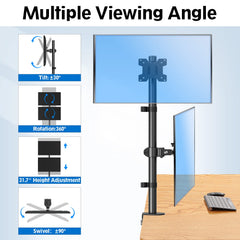 MOUNTUP Dual Monitor Stand, Vertical Mount for 2 Max 32 inch Stack Screen Monitors, Height Adjustable, Swivel, Tilt Monitor Desk Mount with C Clamp Grommet Base, MU3004